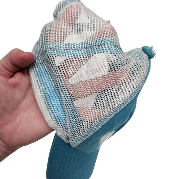 YETI Mesh Trucker Hat Adjustable Snapback Teal Blue & White Distressed One Size - Picture 5 of 8
